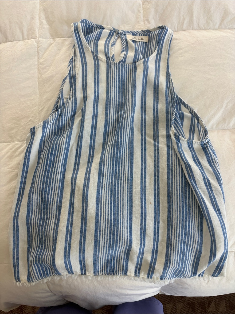 Bella Dahl Blue and White Vertical Stripe Tank